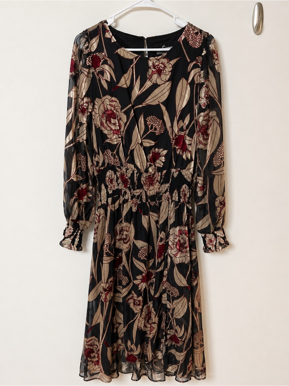 ⭐️3/$20 Cupio Black Long Sleeve Floral Smocked Waist Dress